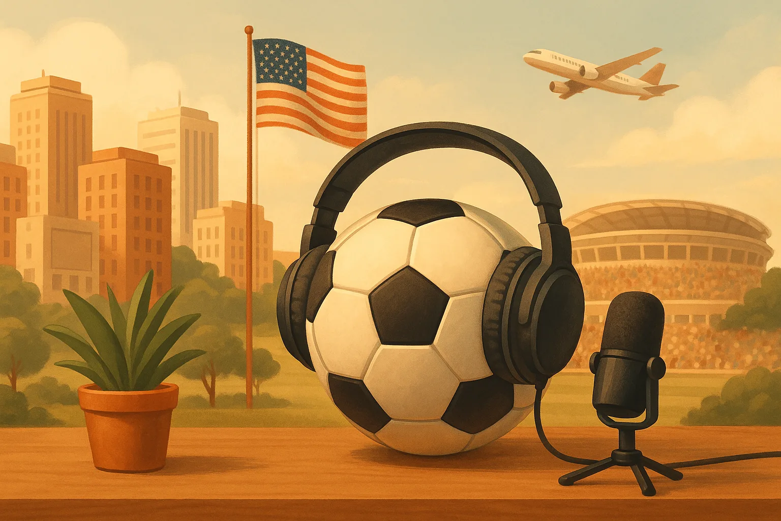 Illustration einer Englisch Hörverstehen-Übung zum Thema The 2026 World Cup as a Global Event Niveau B2 Klasse 12
