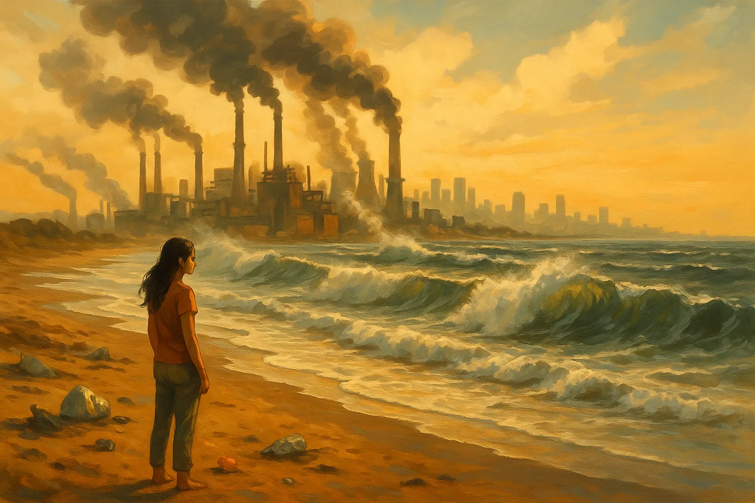 Illustration einer Englisch Hörverstehen-Übung zum Thema Climate Change Impact Report Niveau B2