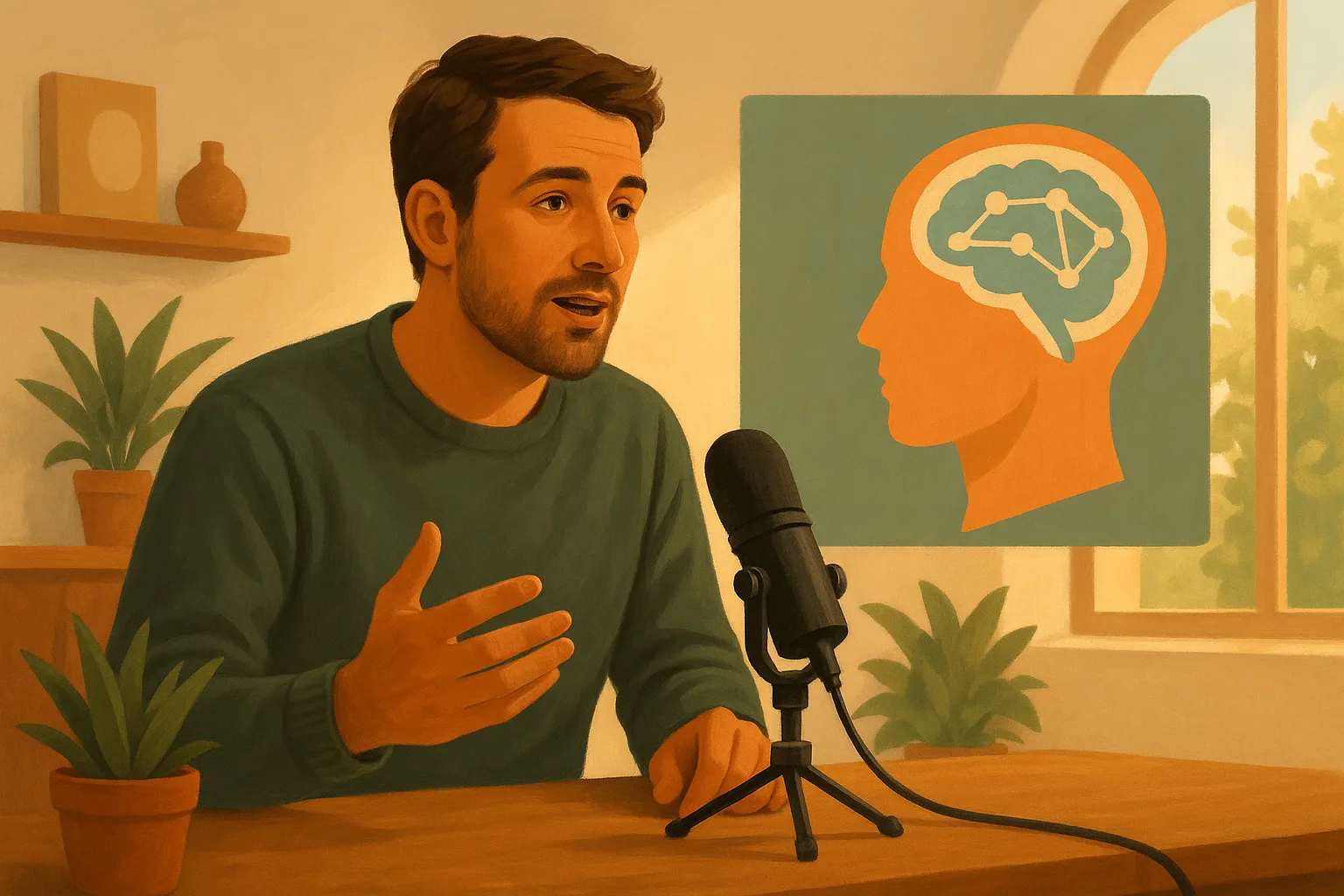 Illustration einer Englisch Hörverstehen-Übung zum Thema Discussing AI Opportunities and Risks Niveau B2 Klasse 2
