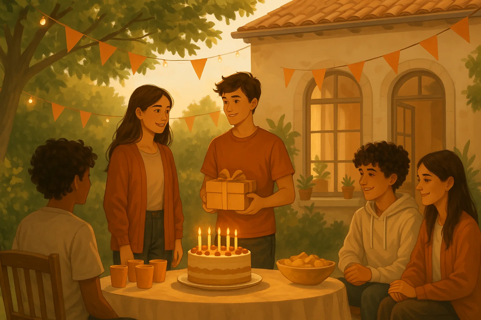 Illustration einer Französisch Hörverstehen-Übung zum Thema Appel pour une fête Niveau A2 Klasse 6