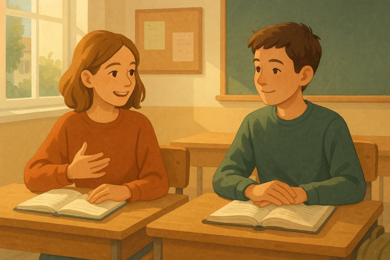 Illustration einer Französisch Hörverstehen-Übung zum Thema Une journée typique Niveau A2 Klasse 6