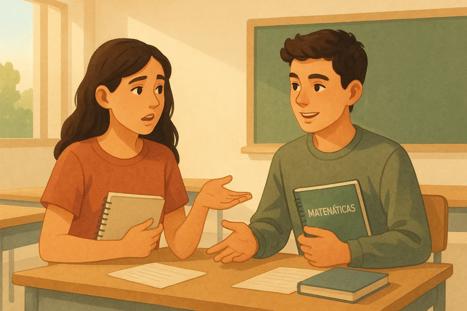 Illustration einer Spanisch Hörverstehen-Übung zum Thema Elección de asignaturas Niveau B1 Klasse 8