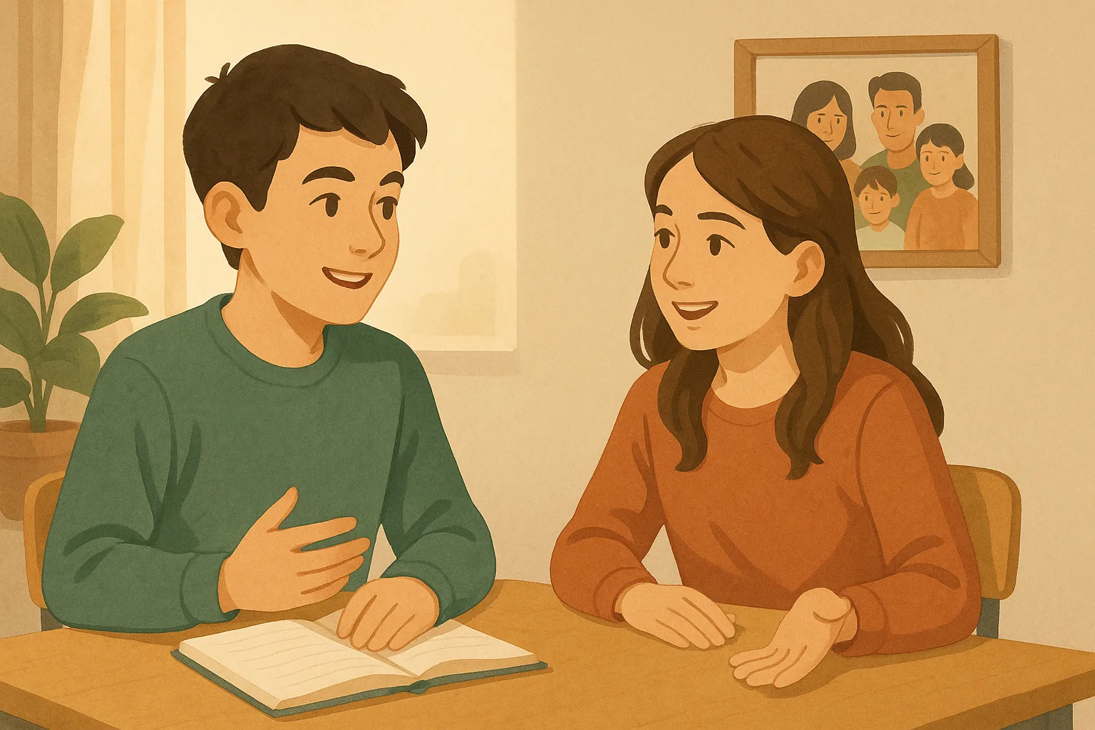 Illustration einer Italienisch Hörverstehen-Übung zum Thema Parliamo della famiglia Niveau A1 Klasse 9
